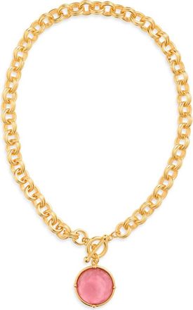 Karine Sultan Cabochon Pendant Necklace in Gold/pink at Nordstrom