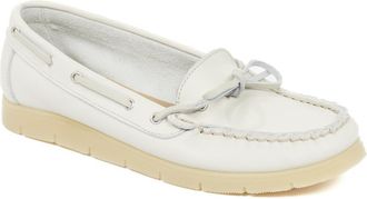 Jones Bootmaker Womens Penella Hand-Stitched Leather Moccasins - Off-White - Size UK 6