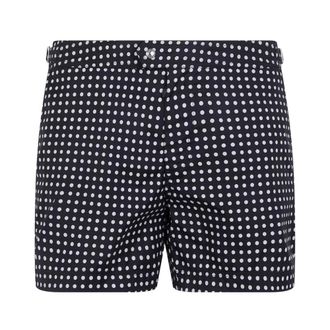Tom Ford Beachwear, male, Black, Size: 2XL Mid Dot Print Nylon Swim Short