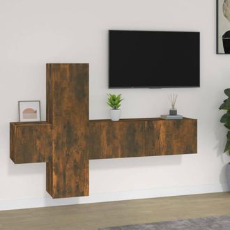 Berkfield Home 3 Piece TV Cabinet Set Smoked Oak Engineered Wood in Brown