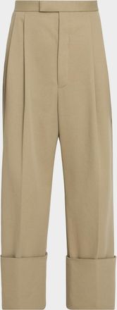 Thom Browne Men & apos;s Cotton High-Rise Pleated Wide Leg Trousers