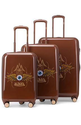 Von Dutch Kustom Kulture 3-Piece Expandable Hardside Spinner Luggage Set in Brown Eyeflight at Nordstrom