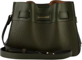 Pourchet Tassen, Dames, Groen, ONE Size, Leer, Blossom Schoudertas