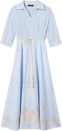 Twin-Set Midi Overhemdjurk - Dames - Shirt Kleedjes - Blauw - M - Katoen - Kleedjes