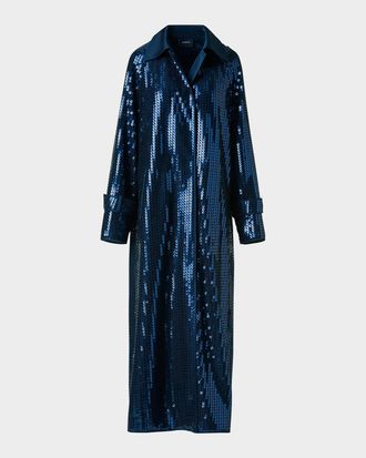 Akris Estelle Sequined Chiffon Maxi Coat