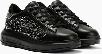 Karl Lagerfeld Womens Karl Lagerfeld Kapri Konstellation Leather Womens Black/Silver Trainers - Size: 4