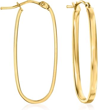 Ross-Simons Italian 14kt Yellow Gold Flat Oval Hoop Earrings