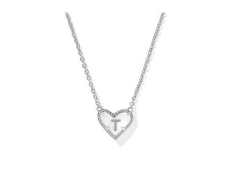 Kendra Scott Heart Letter T Short Pendant Womens Necklace Womens Necklace Silver Ivory Mother Of Pearl, Brass