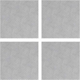 vidaXL Checker Plates 4 pcs Silver 40 x 40 cm Aluminium Vidaxl