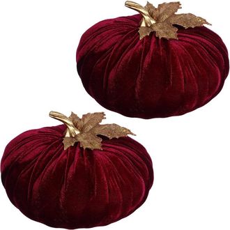 Mark Roberts Handmade Set Of 2 Velvet Pumpkins Large - 10 X 6In