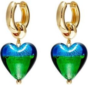 Classicharms Esm&eacute;e Glaze Heart Dangle Earrings in Peacock at Nordstrom