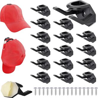 OEM Juego De 16 Ganchos Autoadhesivos Negros Para Gorras - Soporte De Pared Para Gorras De B&eacute;isbol - Montaje En Pared Sin Taladrar Para Colgar Gorras En E