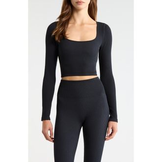Lunya Seamless Flow Long Sleeve Pajama Top in Immersed Black at Nordstrom, Size X-Small