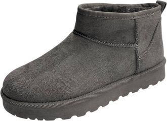 Generic Womens Faux Fur Lining Flatform Warm Comfy Mini Ankle Winter Boots (Grey, One Size, UK Footwear Size System, Adult, Women, Numeric, Medium, 6.5)