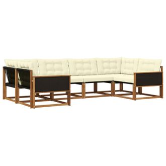vidaXL Conjunto De Sof&aacute;s De Exterior Con Coj&iacute;n 6 Pcs Natural Y Crema Vidaxl
