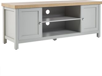 Beliani Beliani - Mueble Tv Tablero De Part&iacute;culas Gris Madera Clara 130 Cm Estantes Puertas Hamp