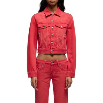 7 For All Mankind Shrunken Denim Jacket in Flame at Nordstrom, Size X-Small