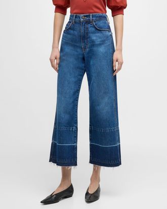 Veronica Beard Taylor Cropped High-Rise Wide Jeans