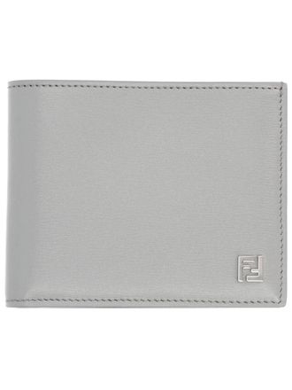 Fendi Squared FF Motif Calf Leather Wallet - Gray