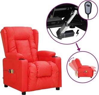 Les Tendances Poltrona Massaggio Elettrica Rosso Similpelle Vidaxl