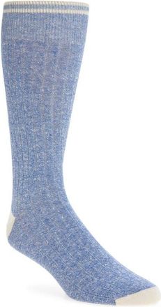 Nordstrom Ribbed Linen Blend Dress Socks in Denim at Nordstrom