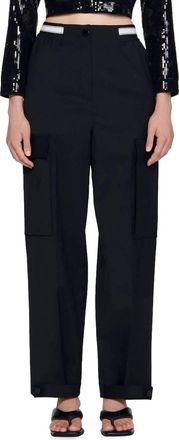 Sandro Pre-Loved Wide Leg Twill Cargo Pant In Black