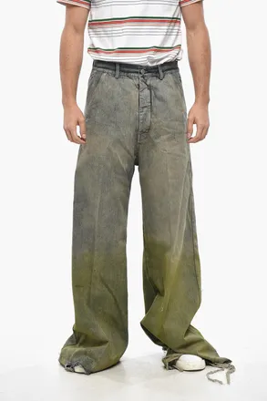 Rick Owens Jeans Effetto Acid-Wash a Gamba Ampia con Orlo Sfrangiato 38cm Rick Owens