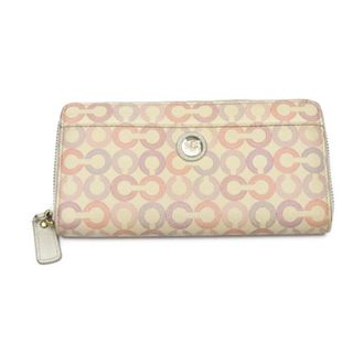 Coach Beige Leather Long Wallet (Bi-Fold) (Pre-Owned)