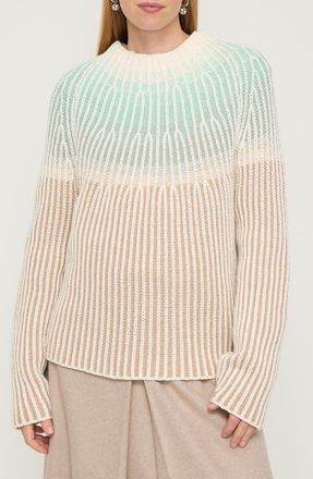 Lafayette 148 New York Rib Fair Isle Cotton, Wool & Cashmere Sweater in Dune Multi at Nordstrom, Size X-Small
