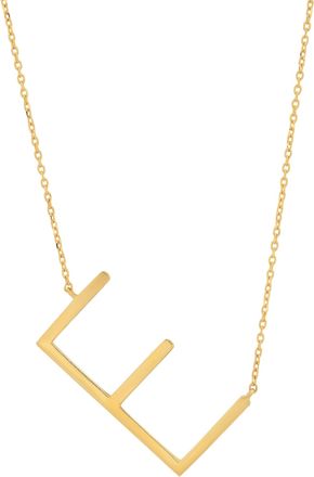 MAX + STONE 10k Yellow or White Gold Large Sideways Block Letter Initial with Cable Chain