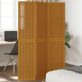 vidaXL Vidaxl - Biombo Separador De 3 Paneles Madera Maciza Paulownia Marr&oacute;n