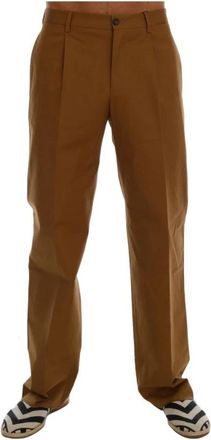 Dolce & Gabbana Elegante bruine formele herenbroek - Heren - Straight fit broeken - Bruin - XS - Katoen - Broeken