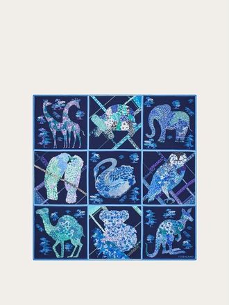 Ferragamo Womens Blue Silk Printed Scarf
