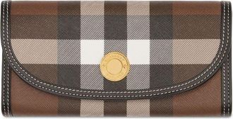 Burberry check leather continental wallet - women - Calf Leather/Polyamide - One Size - Brown