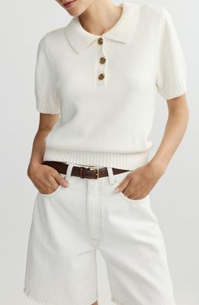 DL1961 May Knit Sweater Polo in White at Nordstrom, Size X-Small