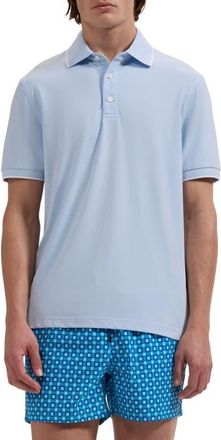 Bugatchi Performance Tipped Polo in Vista Blue at Nordstrom, Size Xxx-Large