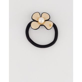 Alexandre de Paris Gambetta Flower Pearl Acetate Hair Tie in Beige at Nordstrom