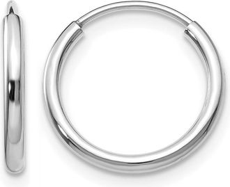 Diamond2Deal 14k White Gold 1.50mm Polished Endless Huggie Hoop Earrings