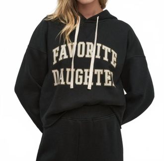Favorite Daughter Cropped Collegiate Hoodie In Black