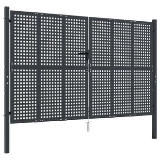 Berkfield Home Garden Gate Anthracite 300x225 cm Steel in Dark Grey