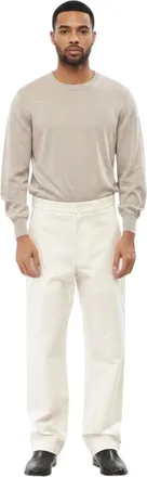 Dior White Solid Straight Trousers