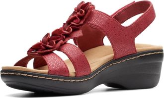 Clarks Womens Merliah Style Wedge Sandals, Red Interest, 5 UK