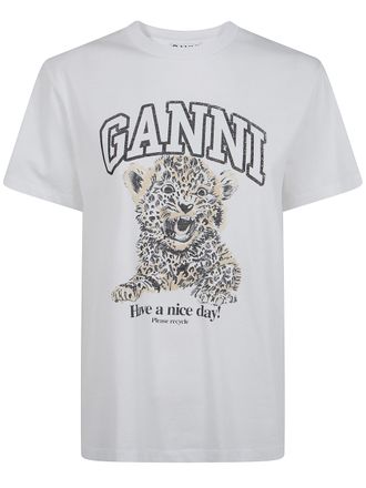 Ganni T-Shirt Relaxed Basic Jersey Leopard