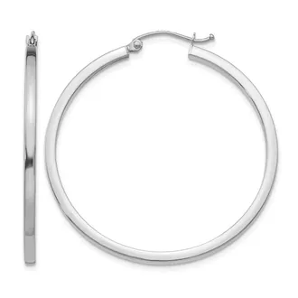 Diamond2Deal 14k Gold 2mm Square Shape Tube Hoop Earrings