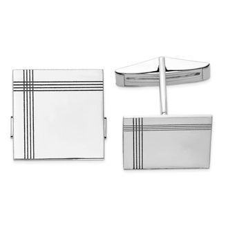 Diamond2Deal 14K White Gold Square Line Design Mens Cuff Links