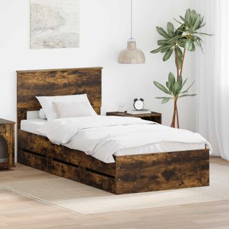 vidaXL Estructura De Cama Roble Ahumado 90 X 190 Cm Madera Ingenieril Vidaxl