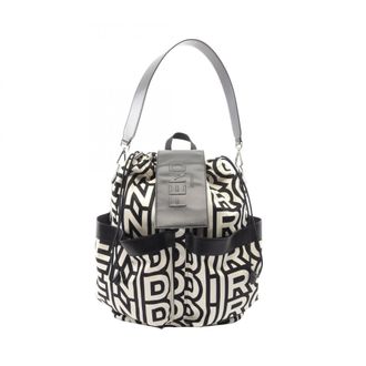 Fendi Black White Nylon Leather Backpack Handbag (Pre-Owned)