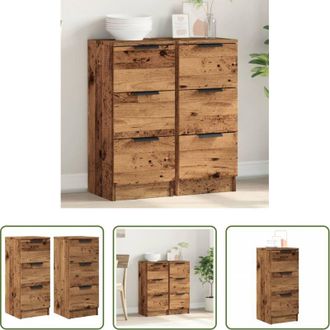 vidaXL vidaXL Credenze antiche - Credenze 2 pz Legno Antico 30x30x70 cm in Legno Multistrato