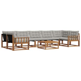 vidaXL Conjunto De Sof&aacute;s De Exterior 8 Pcs Gris Natural Y Claro Vidaxl