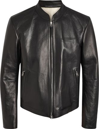 Tom Ford Stand-collar Leather Biker Jacket - Black And White - 50 (IT50 / L)